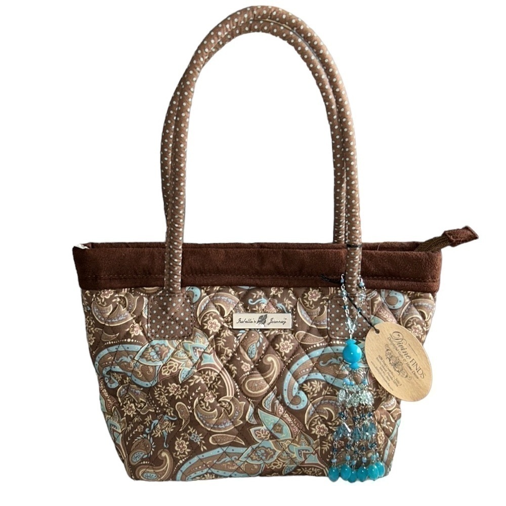 Isabella's Journey Brown and Aqua Paisley Print Shoulder Bag